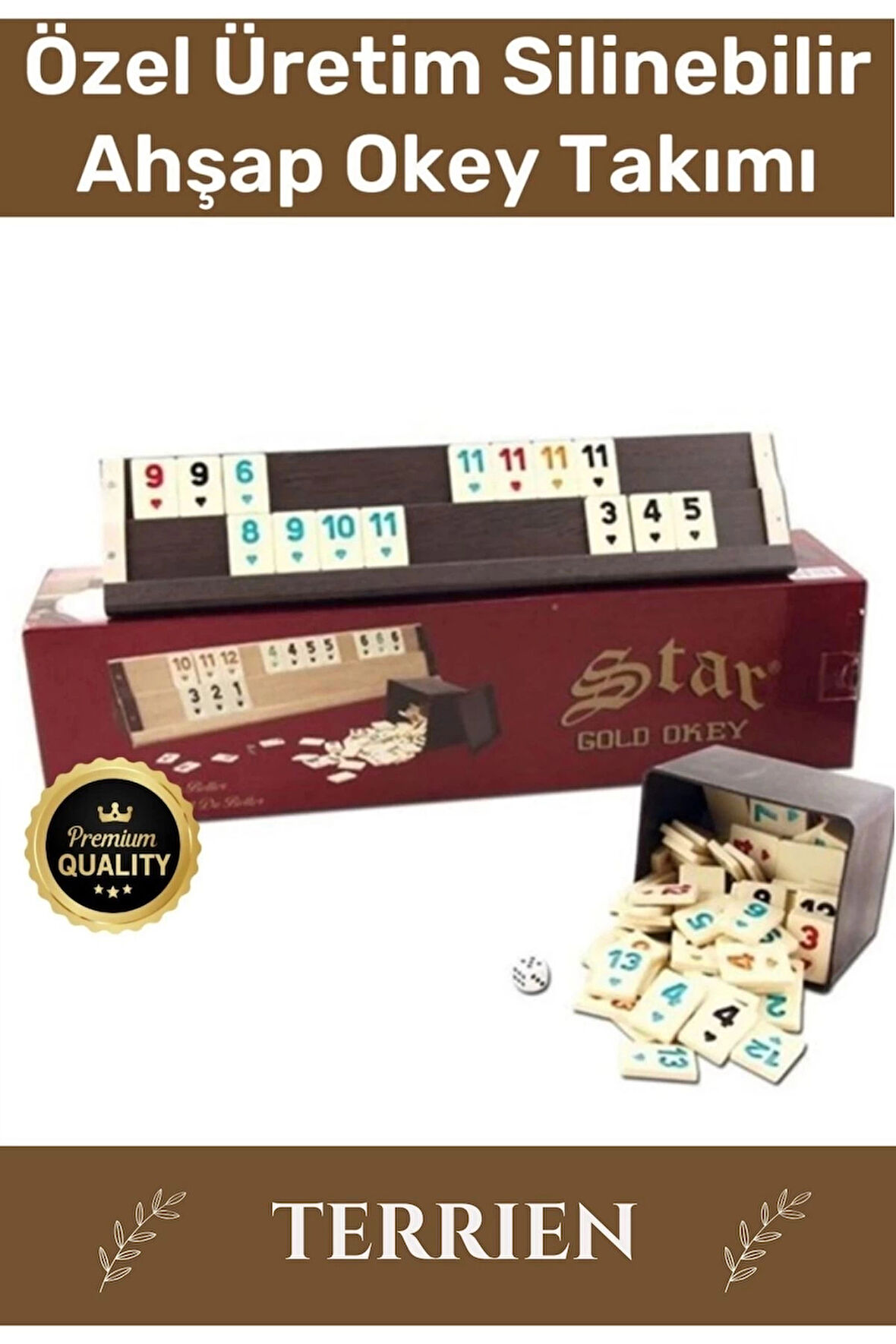 Premium Antibakteriyel Kir Tutmayan Çizilmeye Dayanıklı Silinebilir Gold Ahşap Ev Kafe Okey Takımı