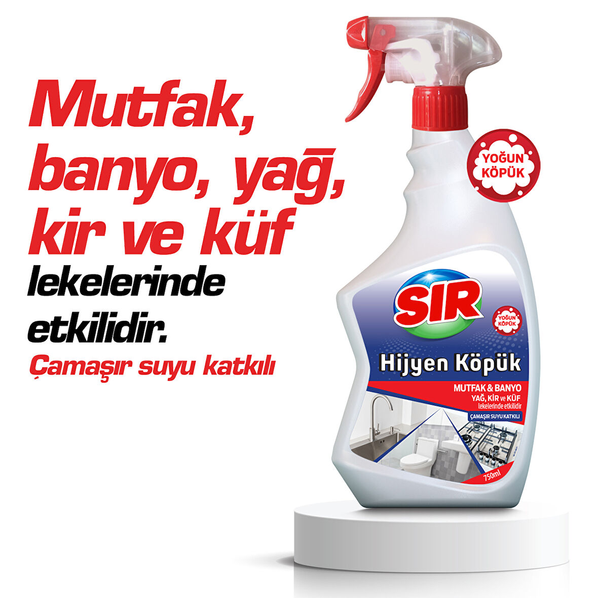 Sır Hijyen Köpük Mutfak & Banyo Çamaşır Suyu Katkılı 750 ml