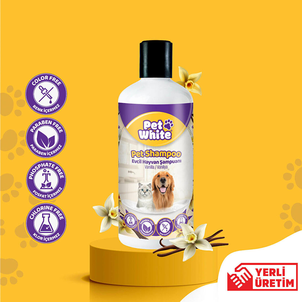 Pet White Kedi Köpek Evcil Hayvan Şampuanı Vanilya Kokulu 500 ml