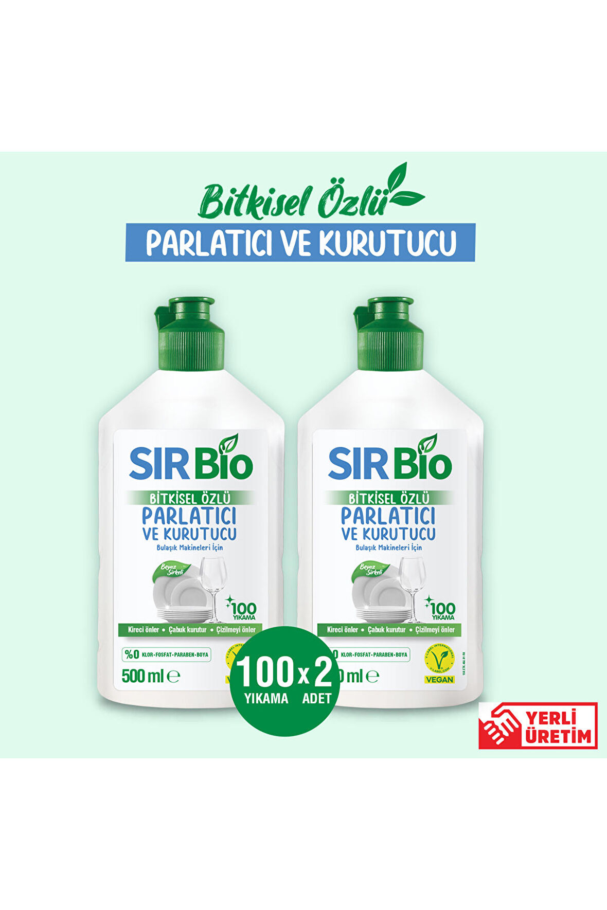 Bitkisel Özlü Bulaşık Makinesi Parlatıcı & Kurutucu 500 ml 2'li Set