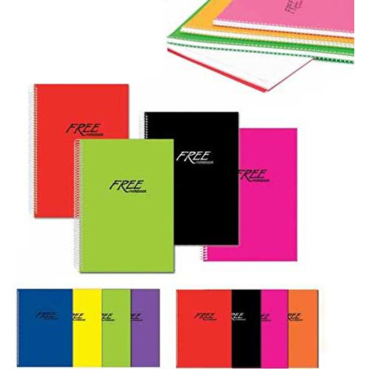 Keskin Color 80 Yaprak Çizgili A5 Free Plastik Kapak Spiralli Defter