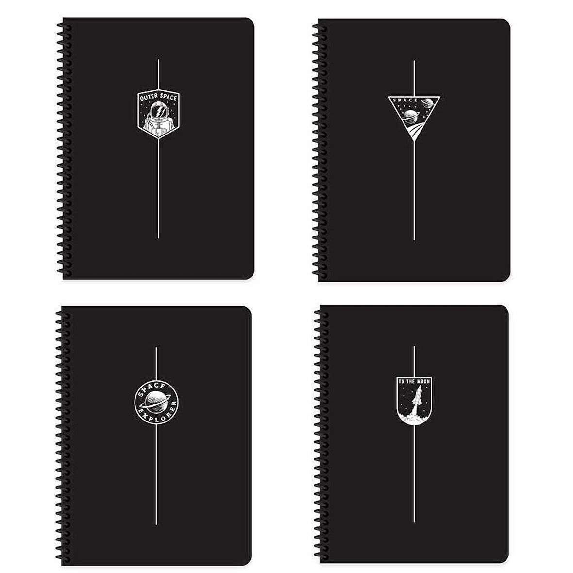 Keskin 321342 16,5x22,5 80 Yp. Kareli Pp Kapak Spiralli Uzay Defter