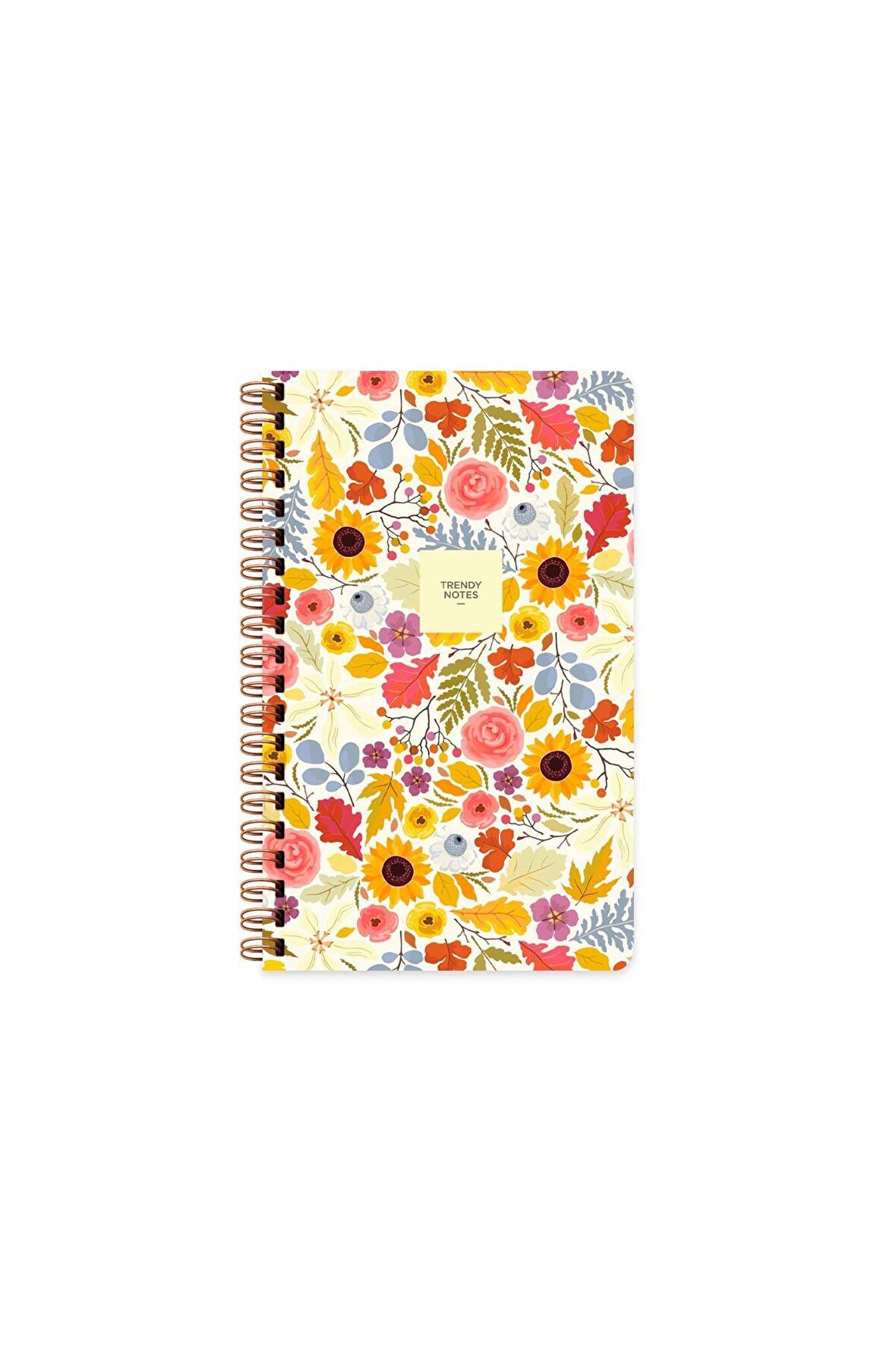 Sert Kapak Düz Spiralli Çiçek Defter Ayçiçeği 13x21