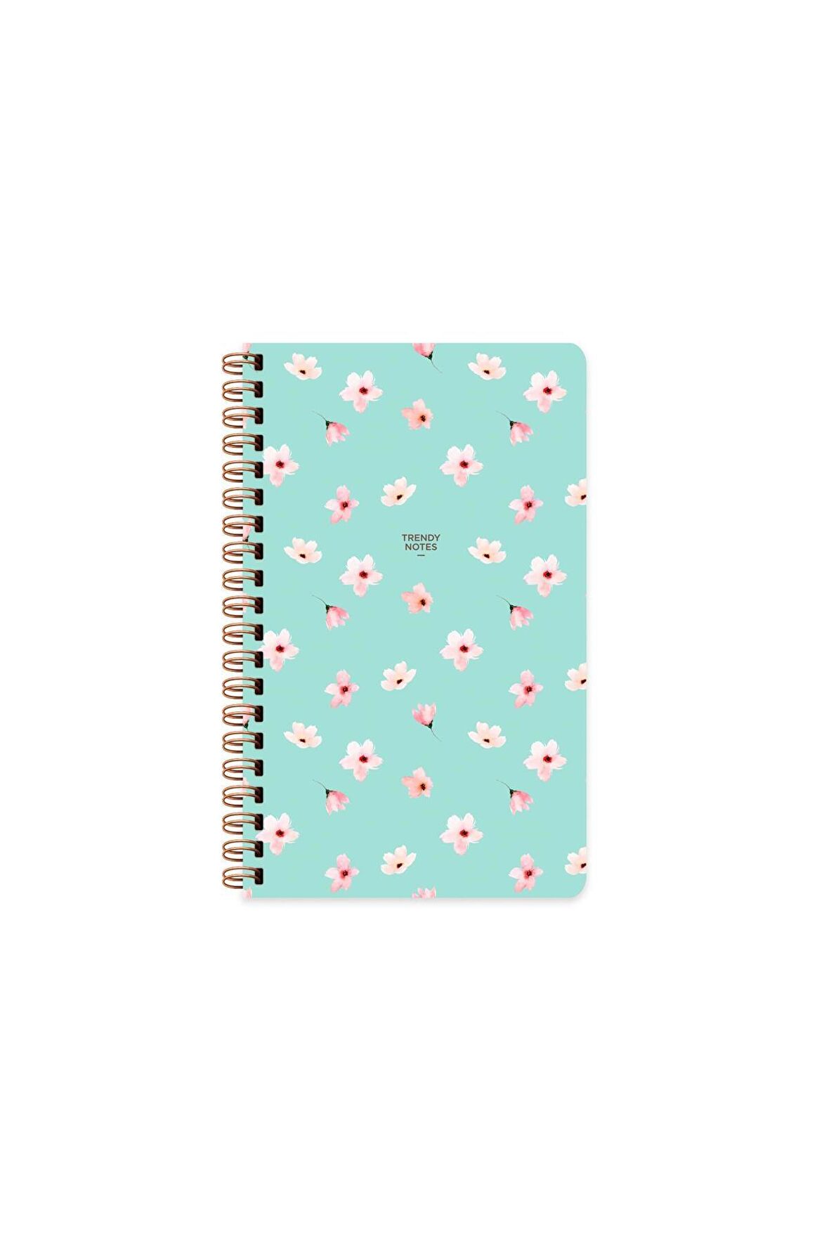 Sert Kapak Düz Spiralli Çiçek Defter Su Yeşili 13x21