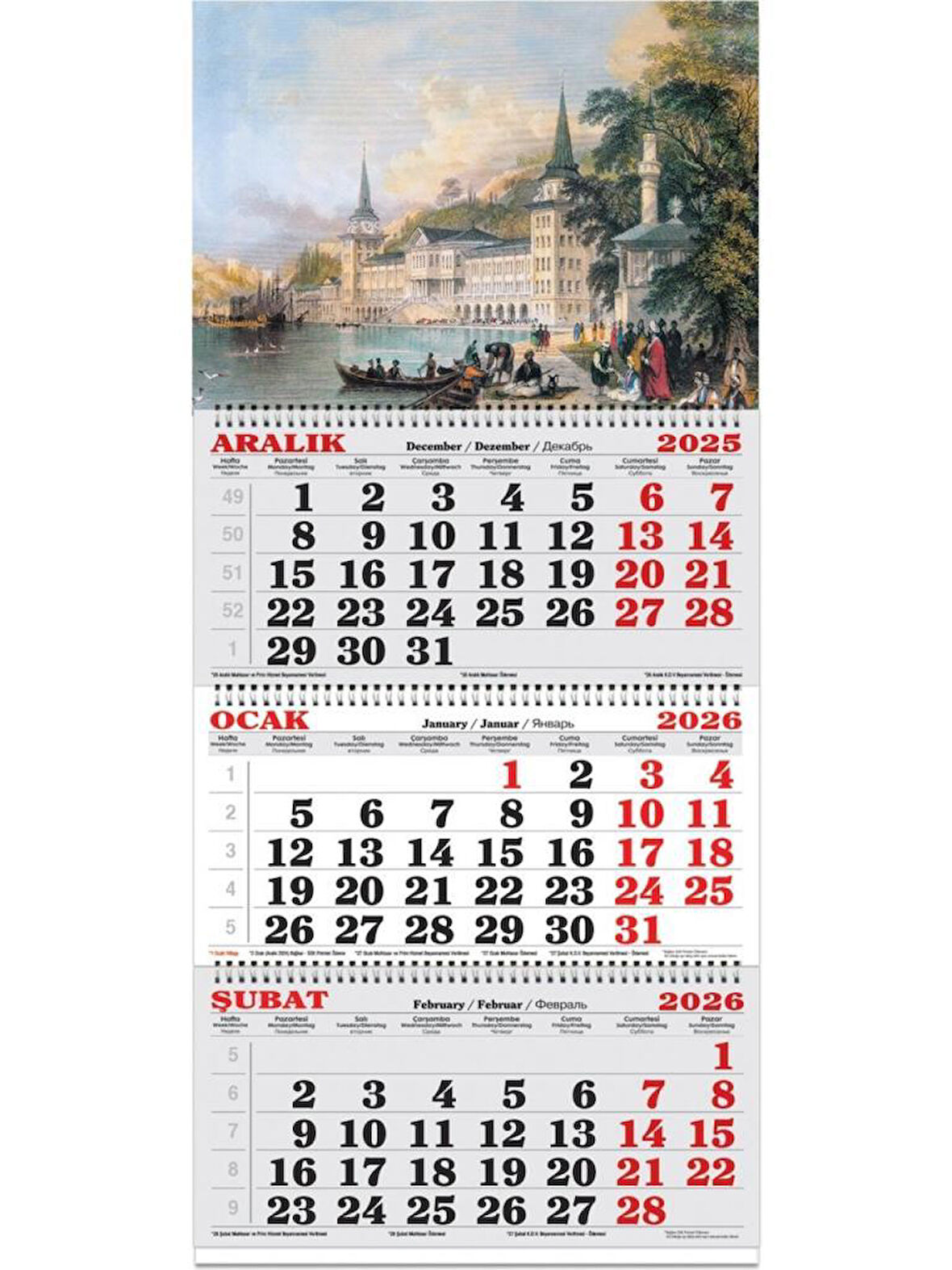 Keskin Color 2026-3 Aylık Spiralli Jumbo Denizci Takvim-Gravür