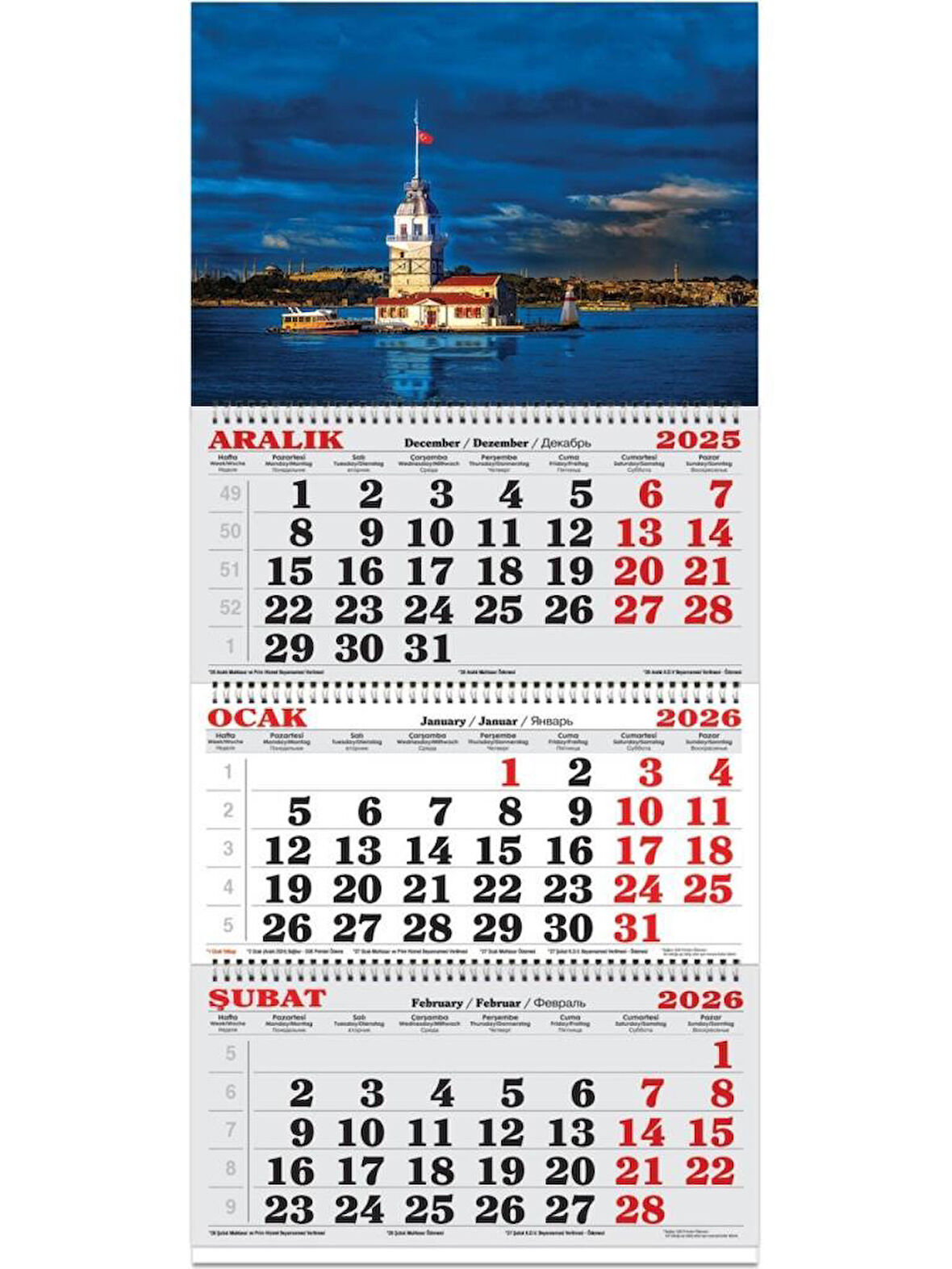 Keskin Color 2026-3 Aylık Spiralli Jumbo Denizci Takvim-İstanbul