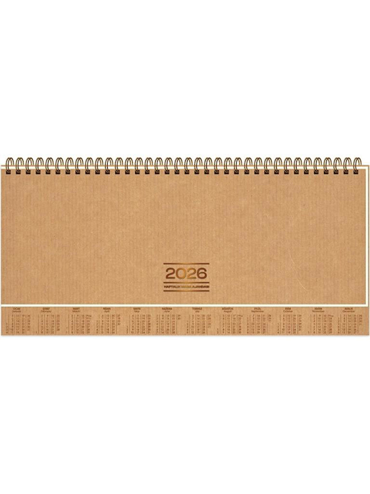 Keskin Color 2026 AJ-82 12x33 Haftalık Kraft Kapak Spiralli Masa Takvimi