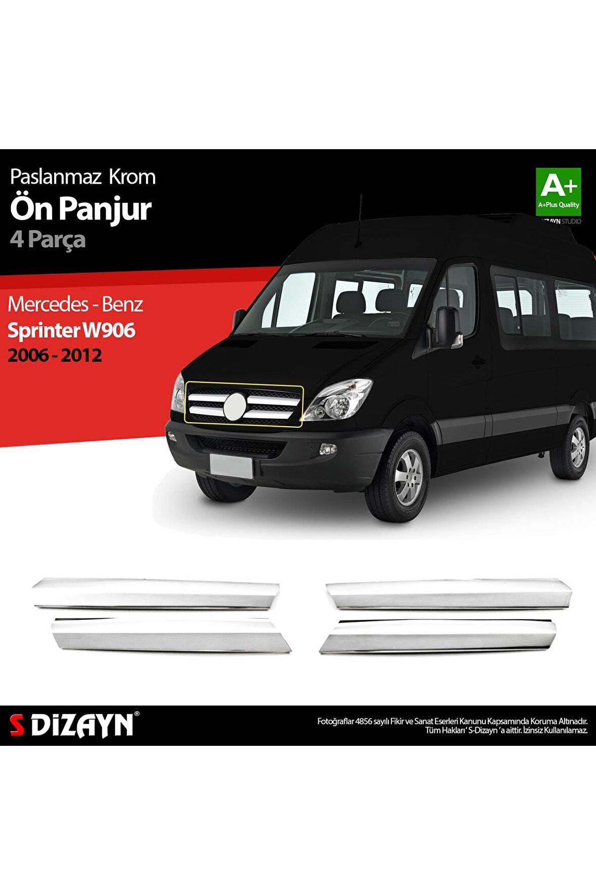 Mercedes Sprinter W906 Krom Ön Panjur 4 Prç 2006-2012 Uyumlu