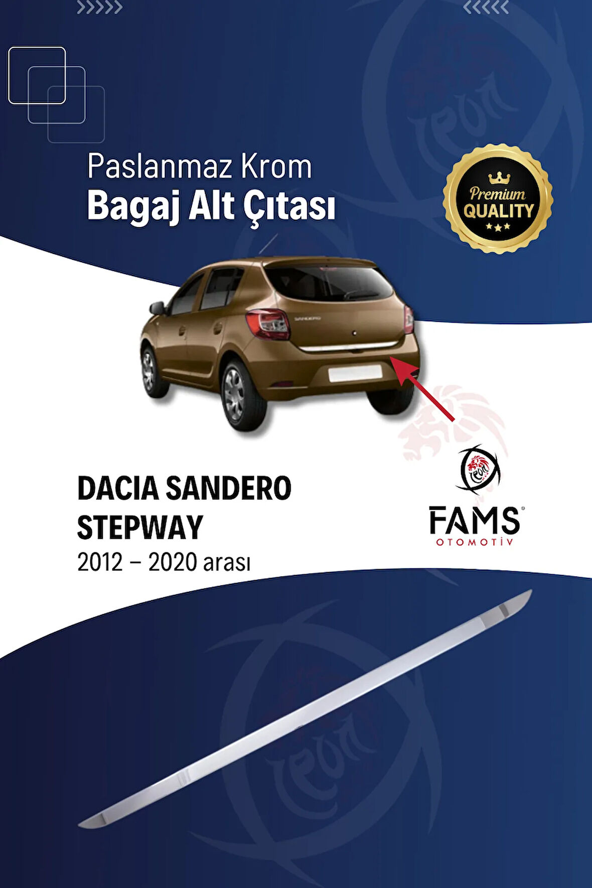 Dacia Sandero Krom Bagaj Alt Çıtası 2006-2012 P.çelik