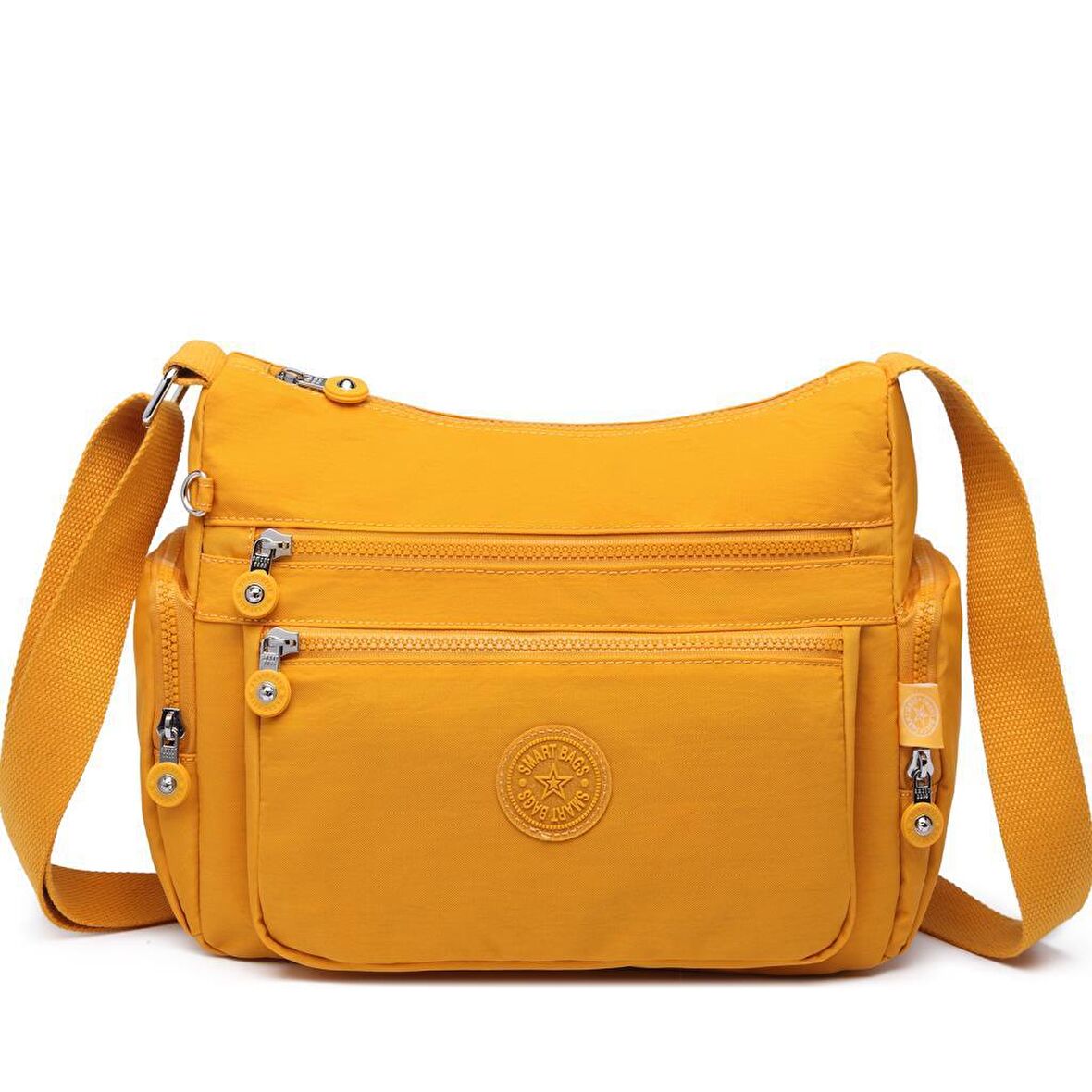 Krinkıl Kumaş Kadın Postacı Çantası Smart Bags 1115 Hardal