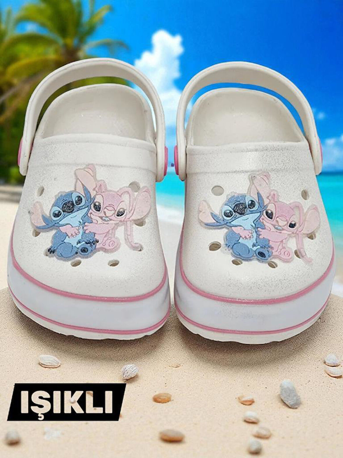 Lilo Stich Baskılı Tabanı Işıklı Kız Çocuk Plaj Terliği & Sandaleti