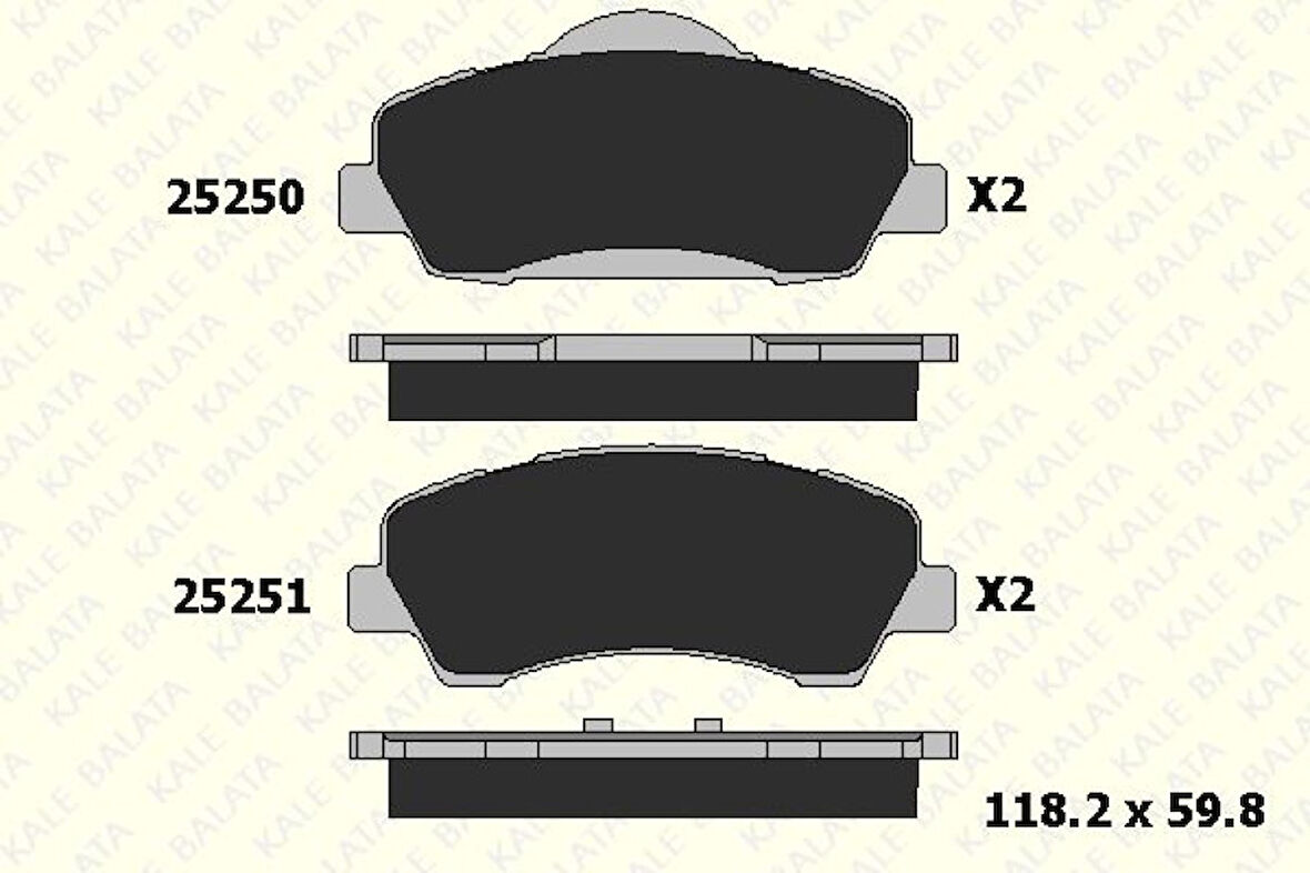 Psa On Fren Balatası P301 C Elysee Eb2 (1,2vti 12v) / Ec5 (1,6vti 16v) P308 II 2013> (mando Tipi) - Kale B 25250 188 05 Ans