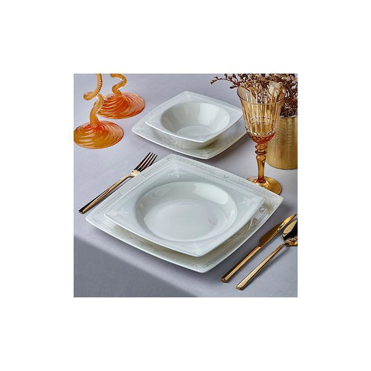 Royal London Laura Kare 24 Parça Yemek Takımı 