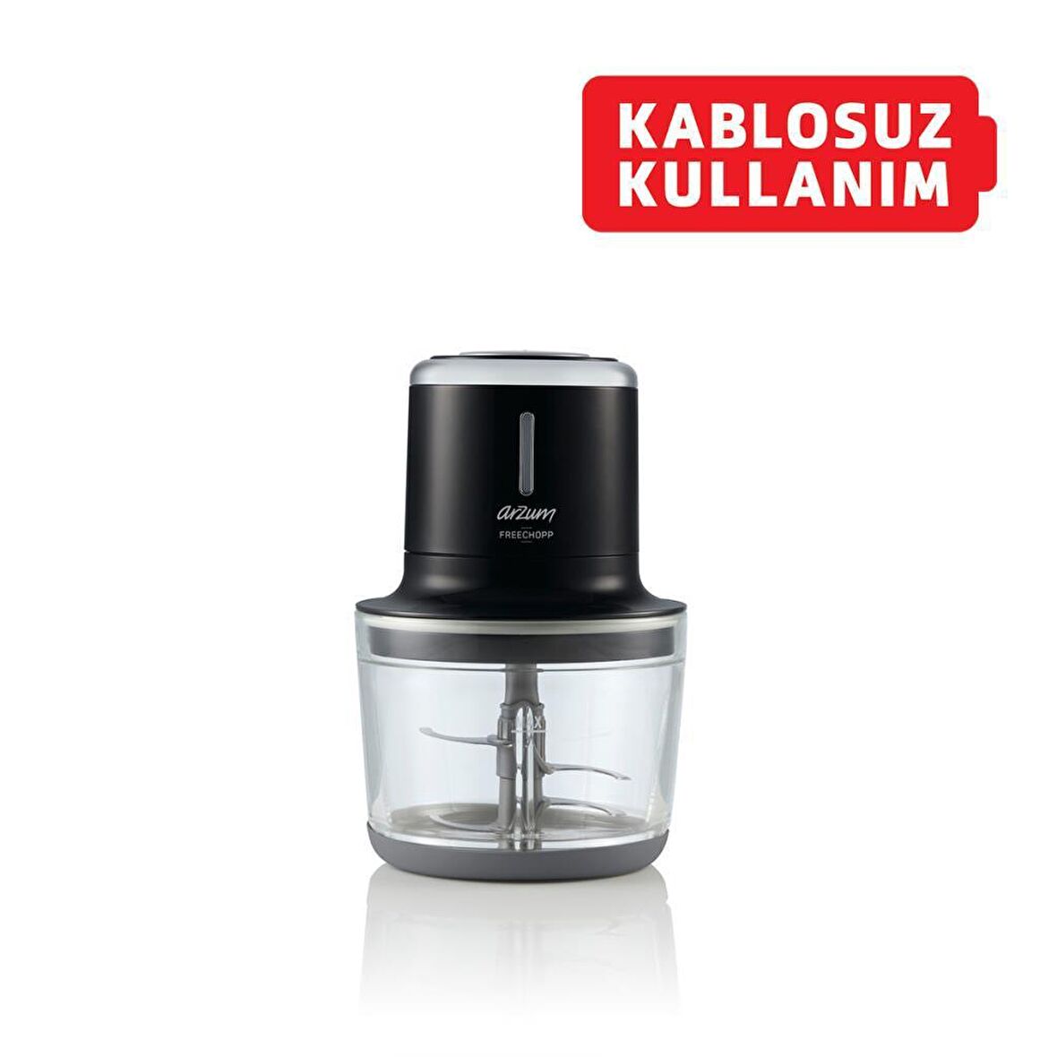 Arzum AR1128 Freechopp 4 Bıçaklı Cam Hazneli Şarjlı 1 lt Doğrayıcı Rondo