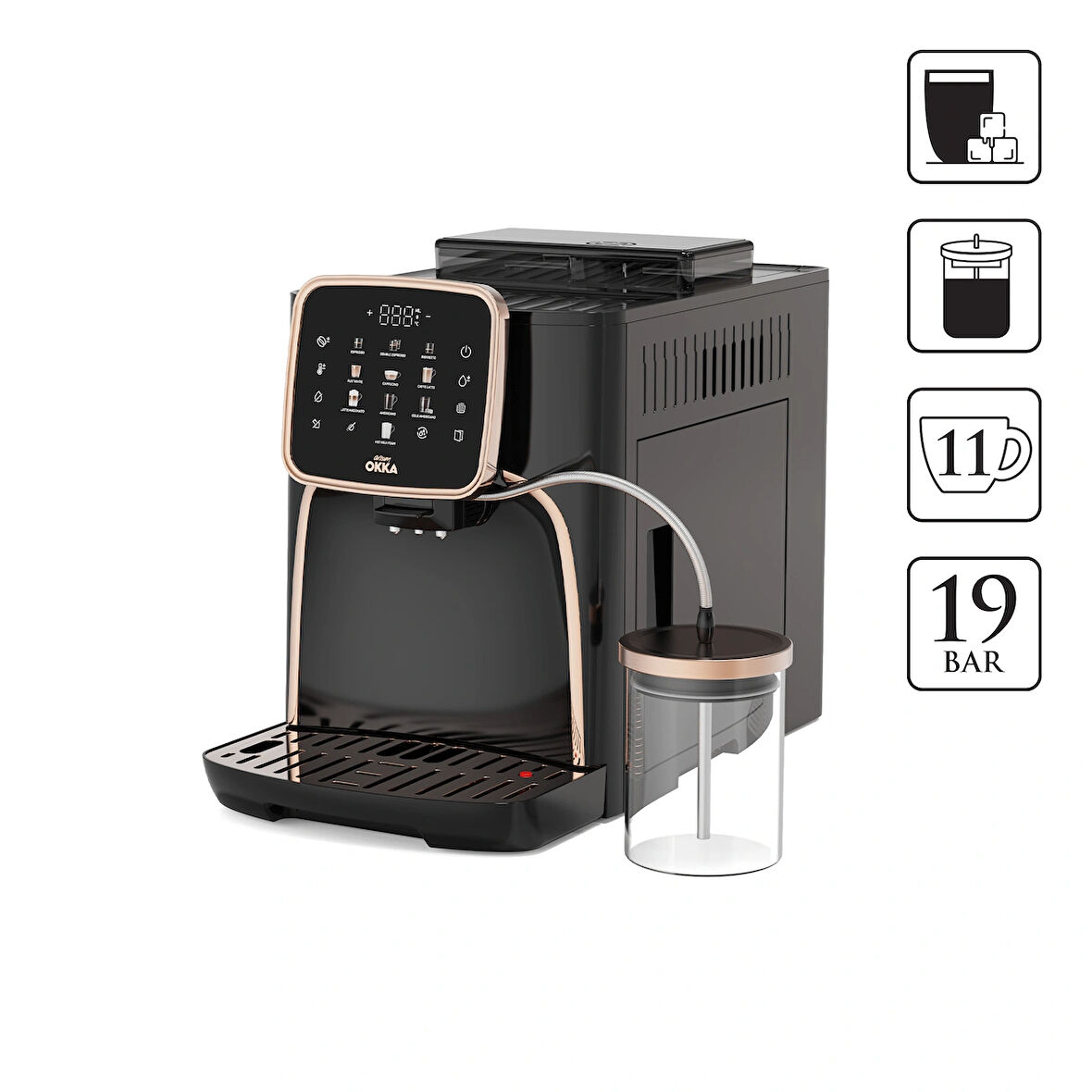 OK0028-0400 Arzum Okka Espresso Pro M Tam Otomatik Espresso Makinesi - Bakır