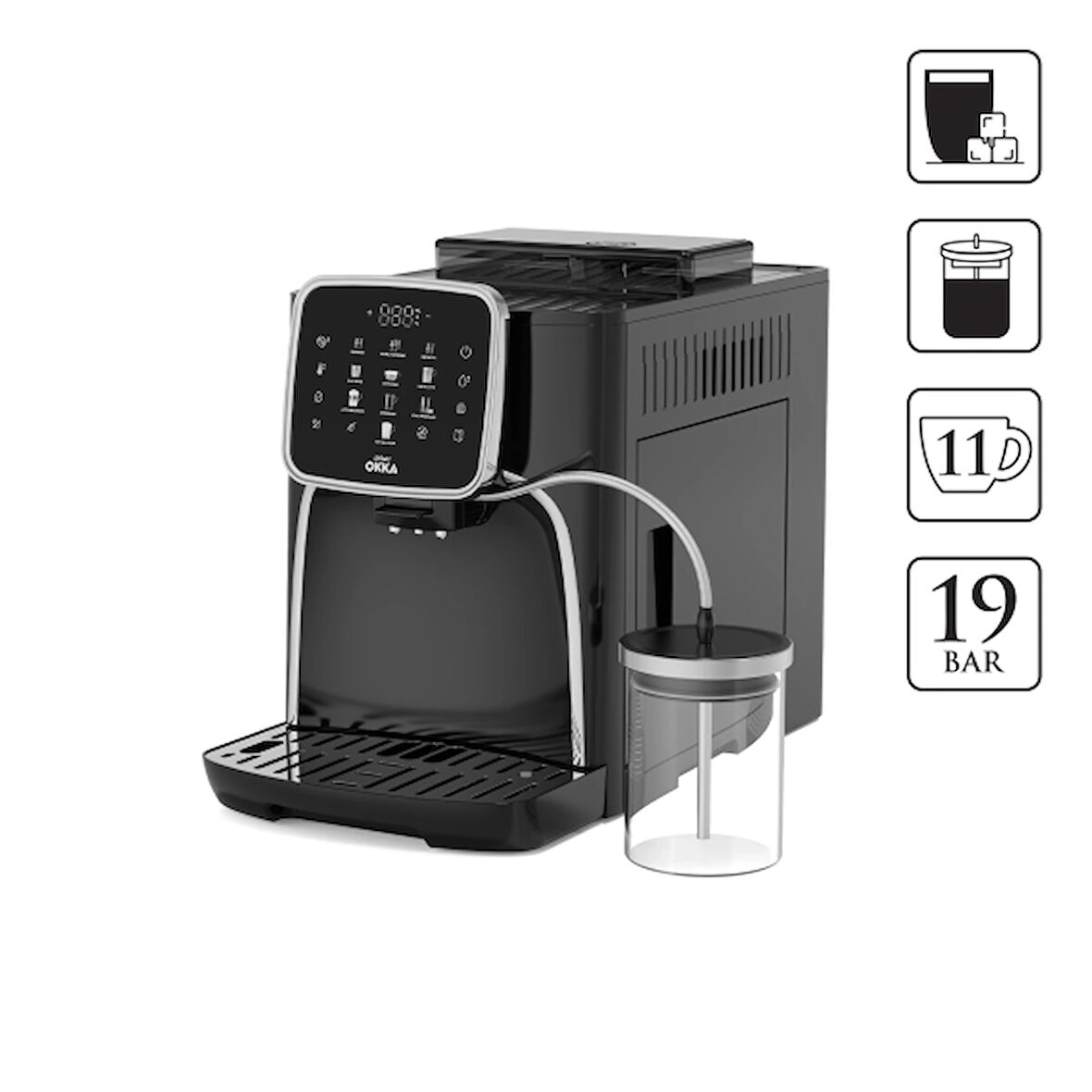 OK0028-0500 Arzum Okka Espresso Pro M Tam Otomatik Espresso Makinesi -Krom
