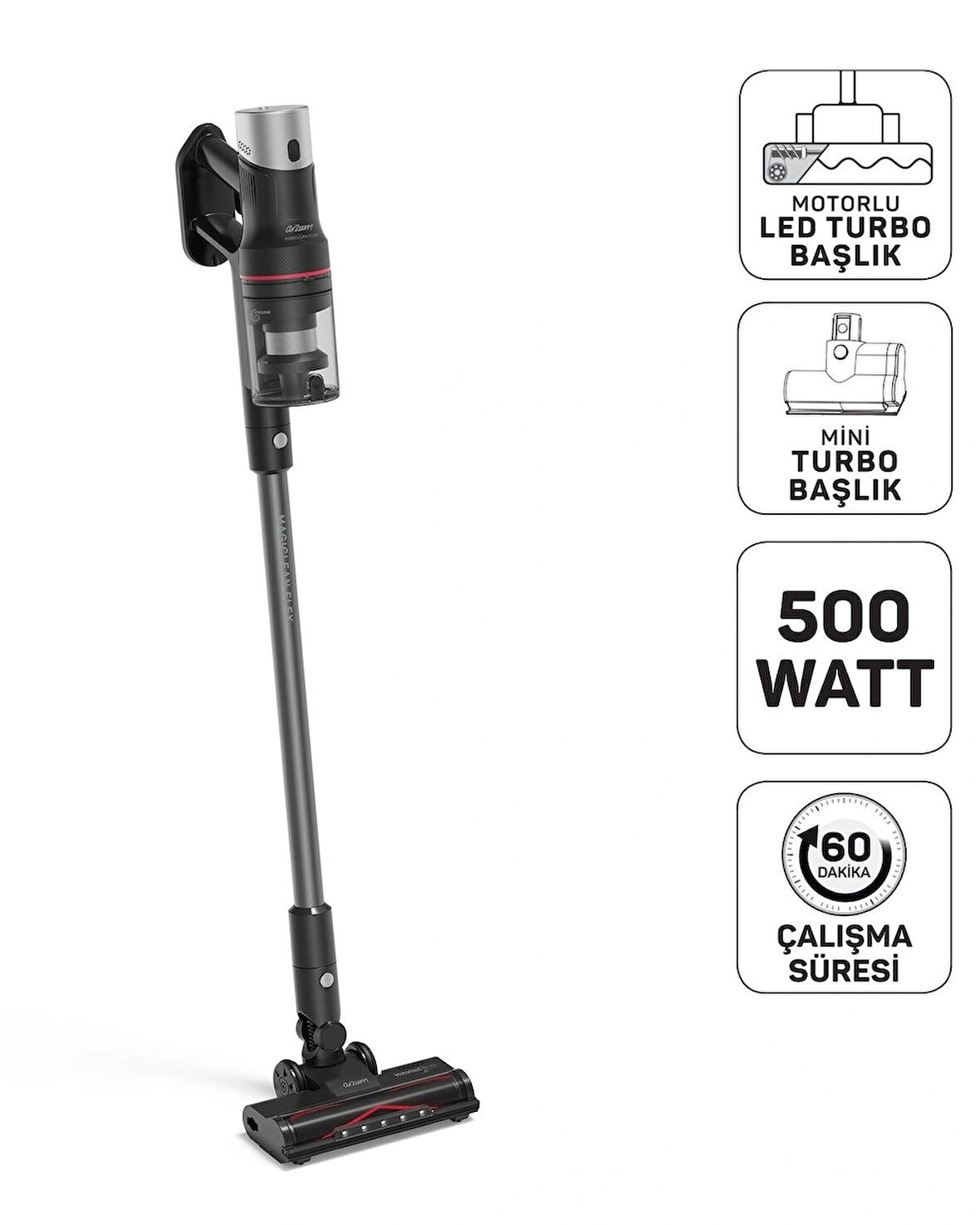 MagiClean Flex Dikey Şarjlı Süpürge - Siyah - AR4209