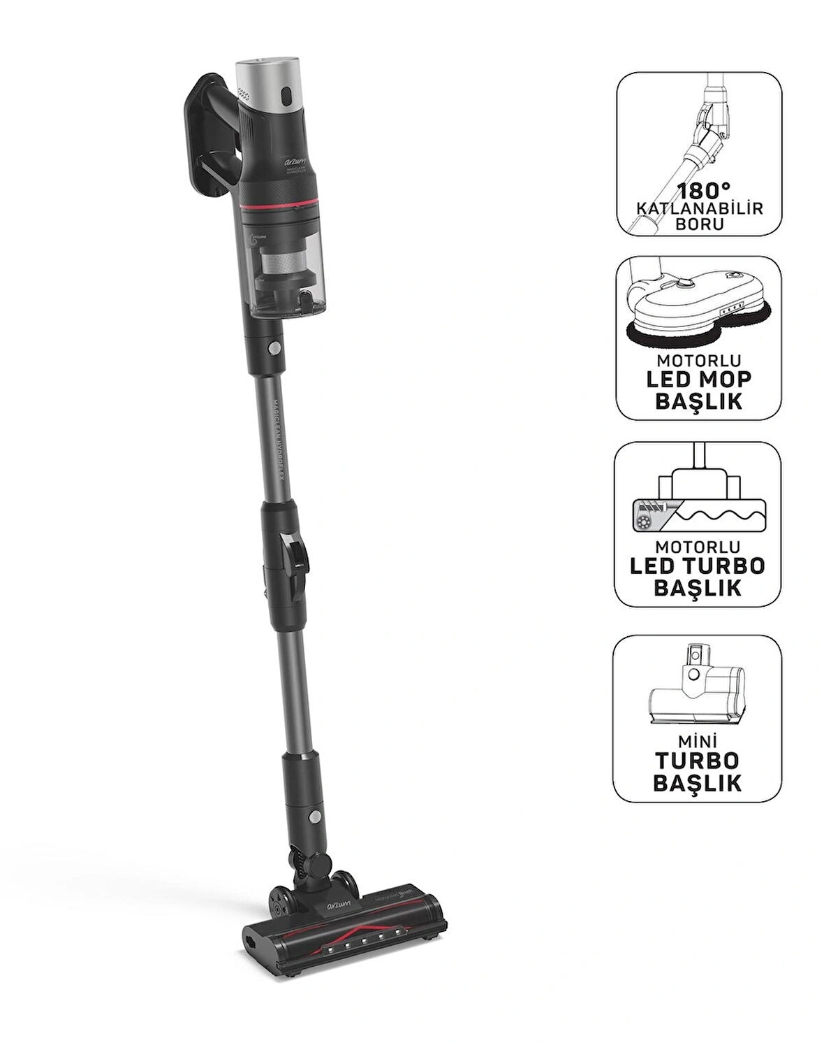 MagiClean HydroFlex Dikey Şarjlı Süpürge - Siyah - AR4210