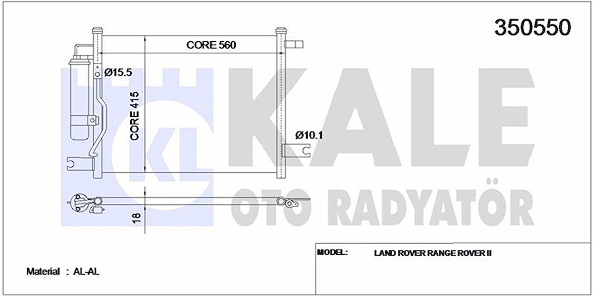 Chevrolet Klima Radyatoru (kondenser) Aveo Daewoo Kalos 1,2 / 1,4 02> T200 (542x414x17) Kurutucu İle - Kale 350550