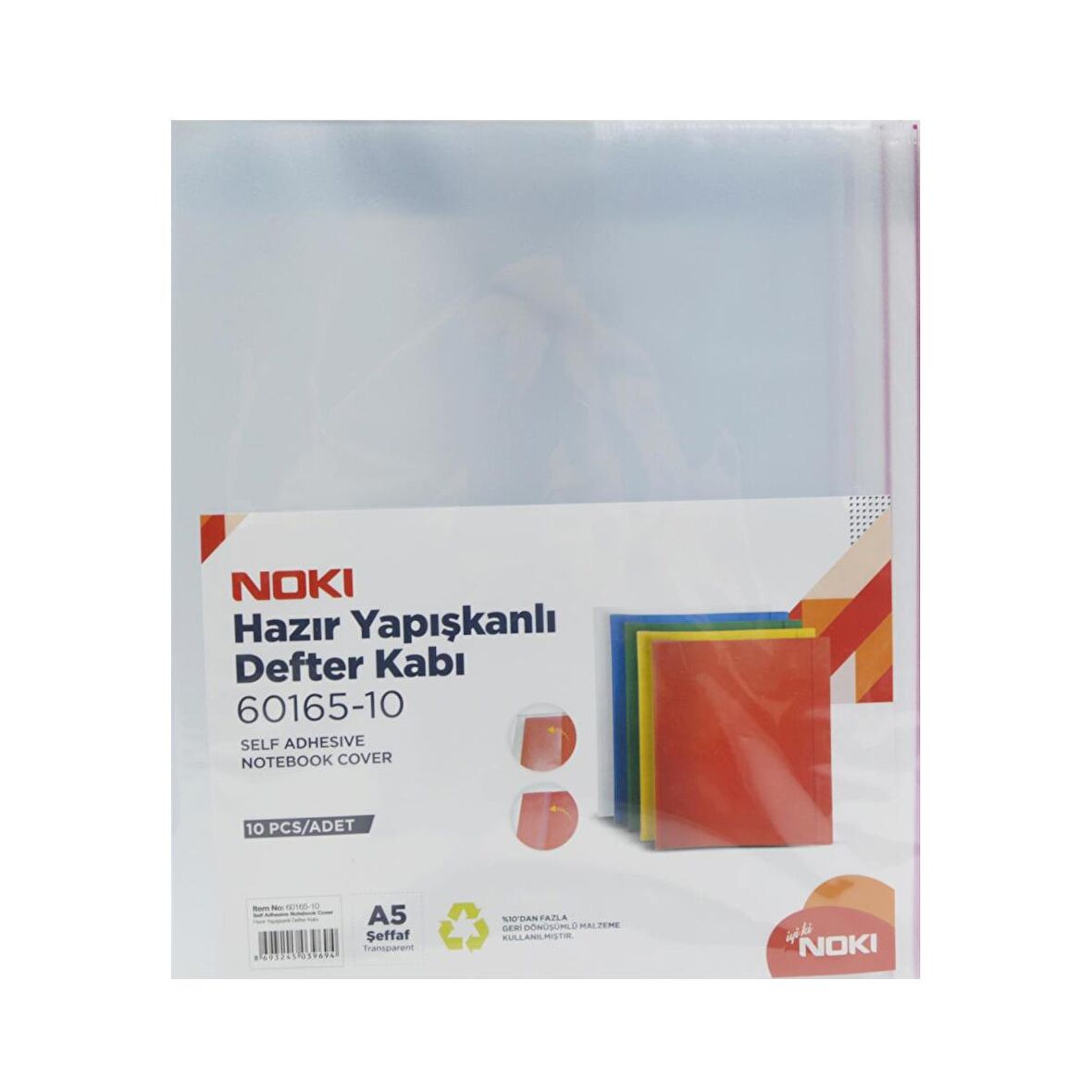 Noki Hazır Yapışkanlı A5 Defter Kabı Şeffaf 10'lu 60165-10