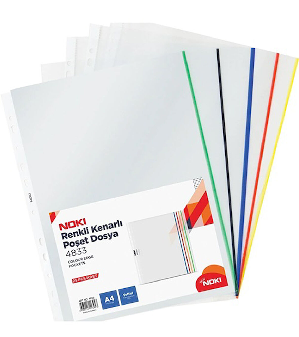 Noki Poşet Dosya 5X5 Renkli Kenarlı 25Li - 3 paket
