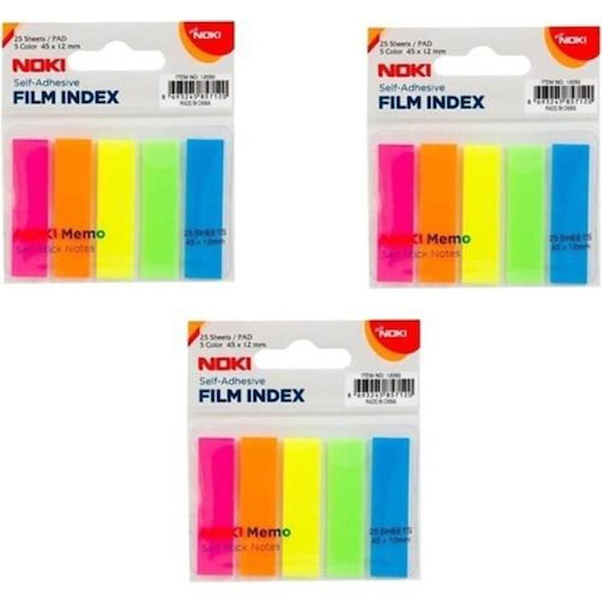 Noki Memo Film Index 5 Renk 12 x 45 mm 25 Yaprak 3'lü