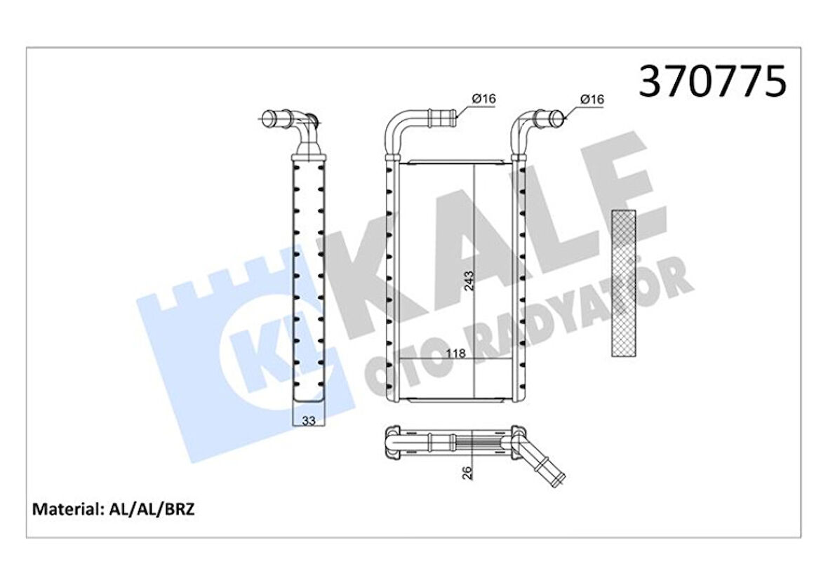Scanıa Truck Kalorıfer Radyatoru - Scanıa / G II - L - P II - R II - S (dc13) Euro6 17=> (borulu) [brazıng Al/al] - Kale 370775