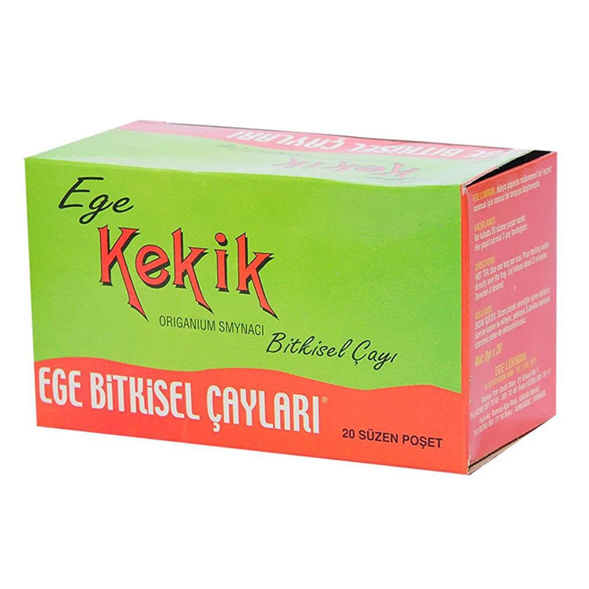 Ege Lokman Kekikli Organik Bardak Poşet Bitki Çayı 20'li 