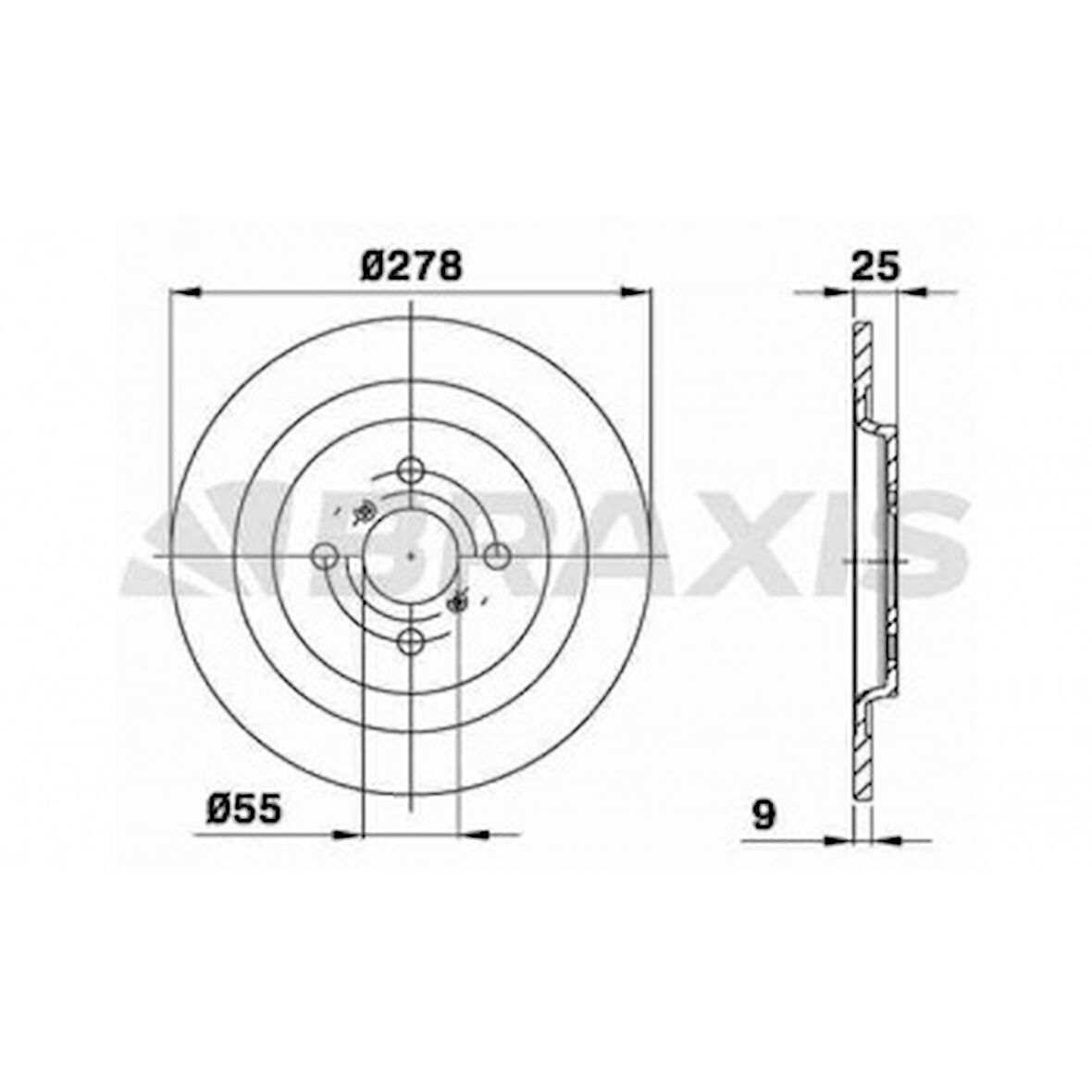 Toyota Fren Diski Arka Yarıs 05>13 Fransız Duz 278mm - Braxıs Ae0120