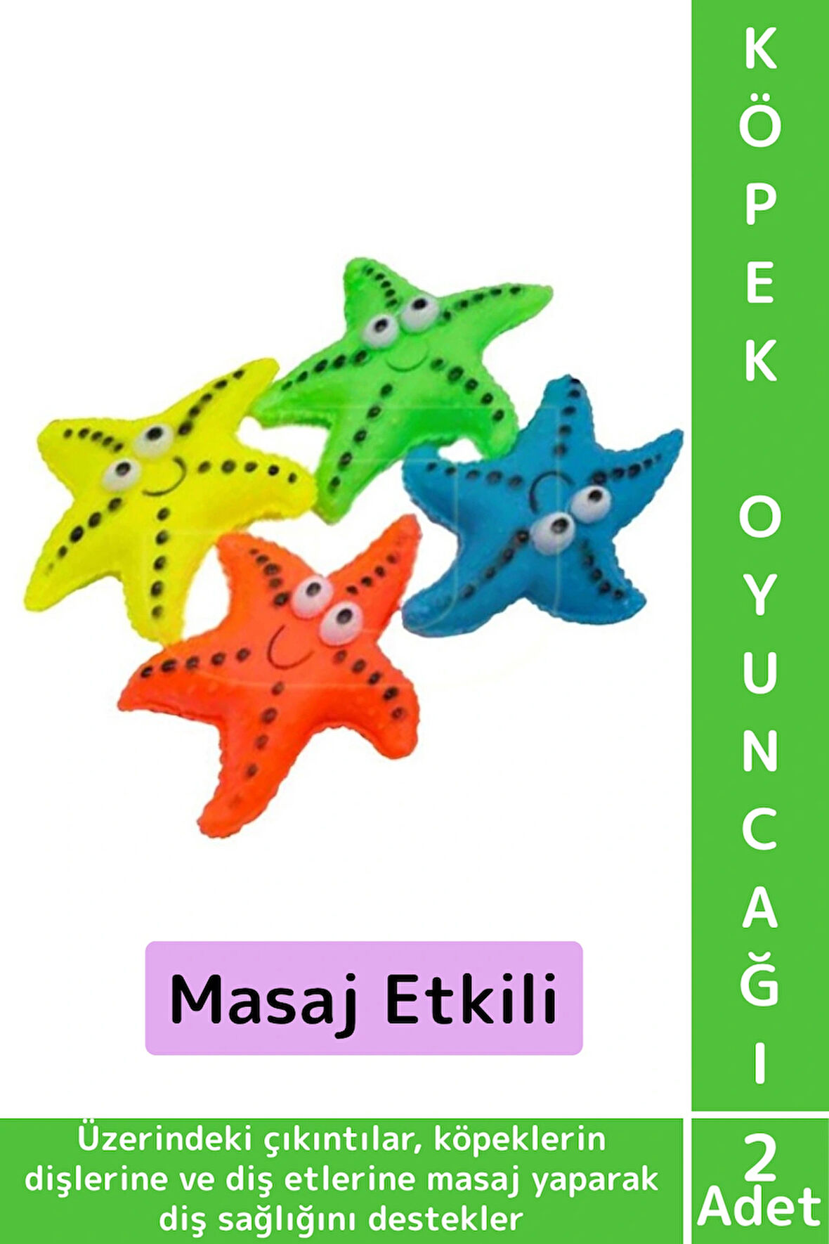 Evcil Hayvan Köpek Diş Temizliği Kaşıma Masaj İlgi Çekici Denizyıldızı Figür Çiğneme Oyuncağı 2 Adet