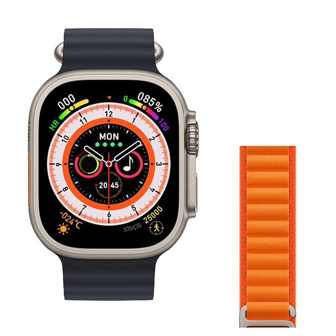 Pazariz Watch 8 Ultra Gri - Siyah Akıllı Saat
