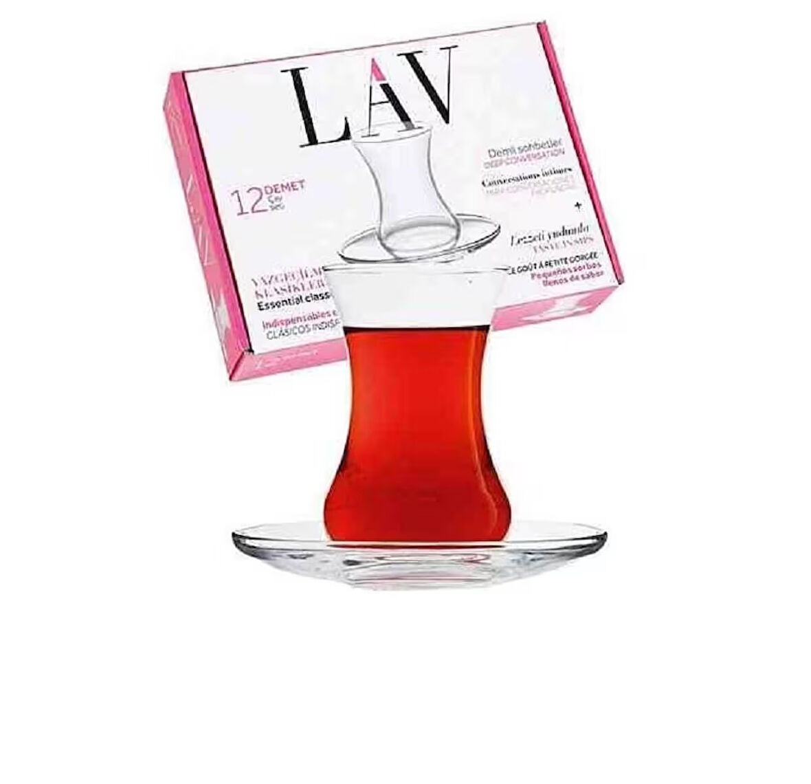 Lav Demet 12 Parça Çay Seti (6 Çay Bardak + 6 çay tabağı )