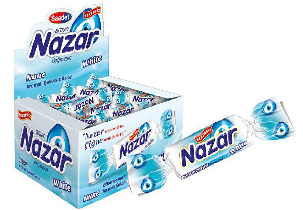 Nazar Sakız Şekersiz 100 Adet White