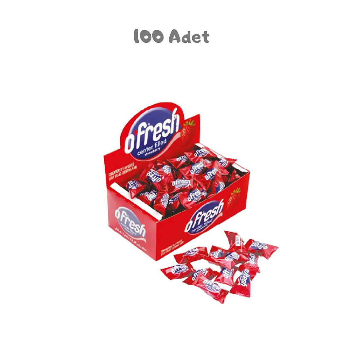 O Fresh Dolgulu Top Çilek Sakız 3,5g 100'lü Kutu