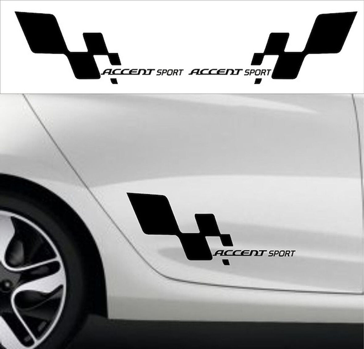 Hyundai Accent Era Bayraklı Yan kapı Sticker Set oto Stickerı