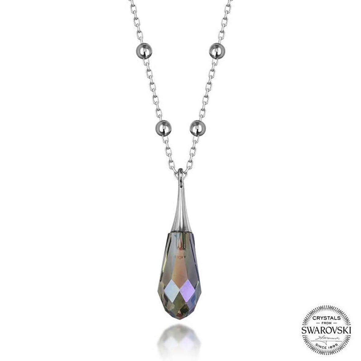 Swarovski Crystal Taşlı Ametist Top Zincir Lucky Life 925 Ayar Gumuss  Kadın Kolye