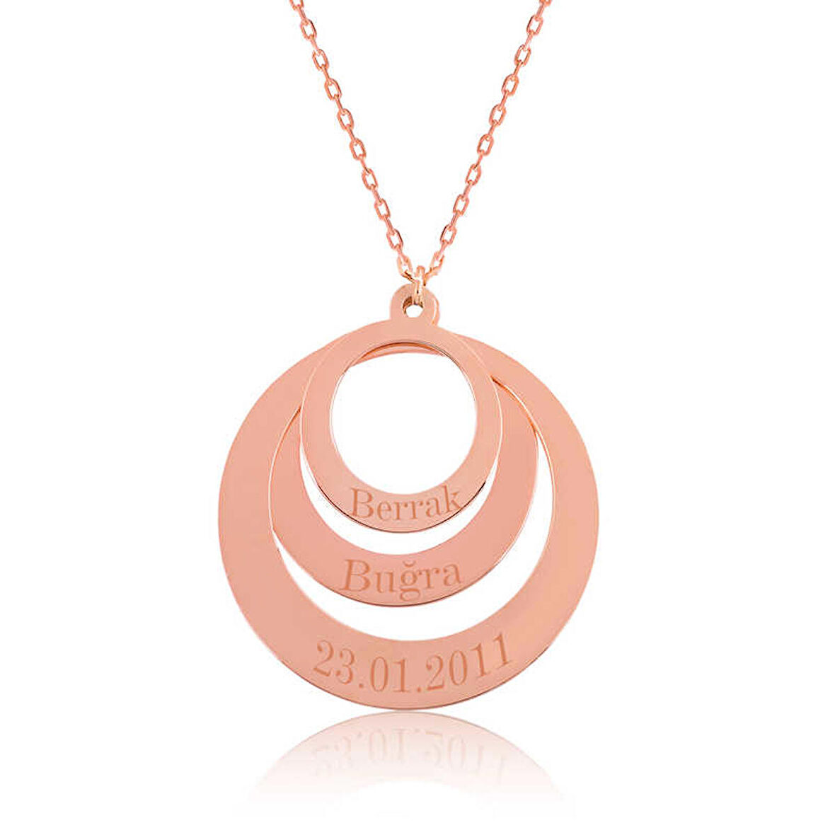Lucky Life 925 Ayar Gumuss  Rose Aşk Çemberi İsimli Bayan Kolye