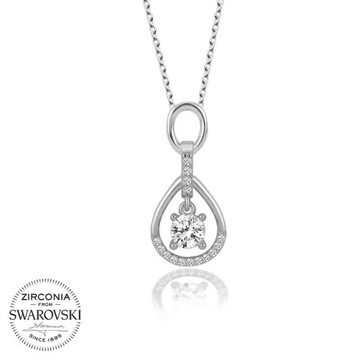 Swarovski Taşlı Lucky Life 925 Ayar Gumuss  Tektaş Kadın Kolye
