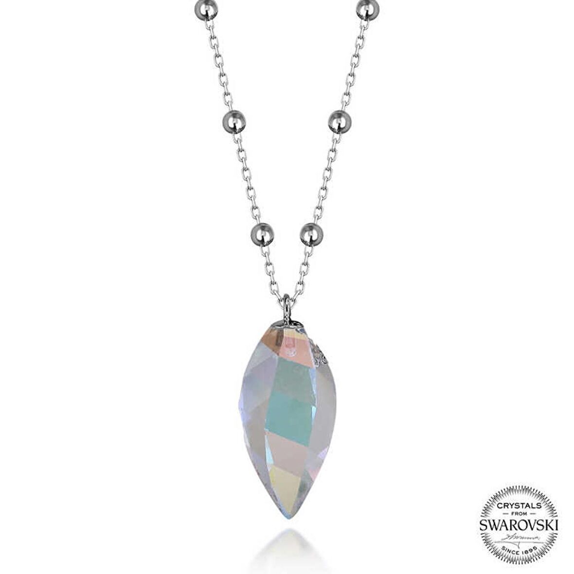 Swarovski Crystal Taşlı Top Zincir Lucky Life 925 Ayar Gumuss  Kadın Kolye