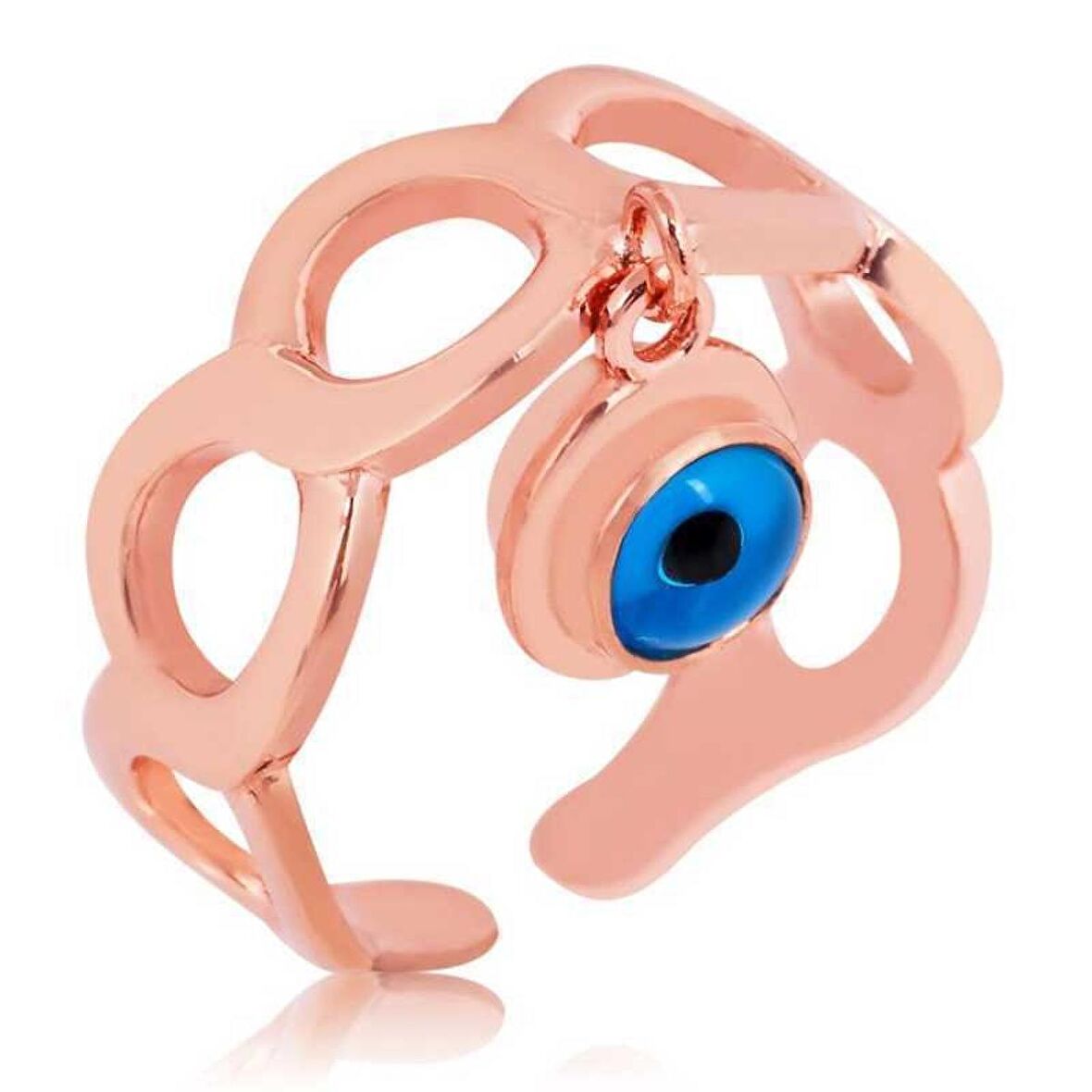 Lucky Life 925 Ayar Gumuss  Rose Ayarlamalı Nazar Göz Kadın Yüzük