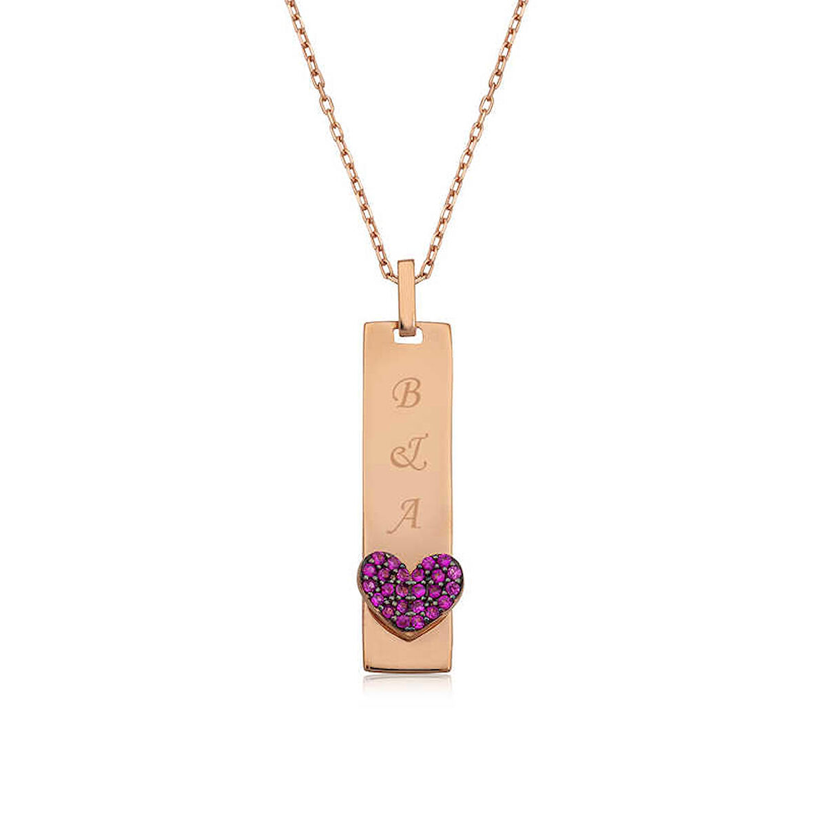 Lucky Life 925 Ayar Gumuss  Rose Kalpli Plaka Kolye