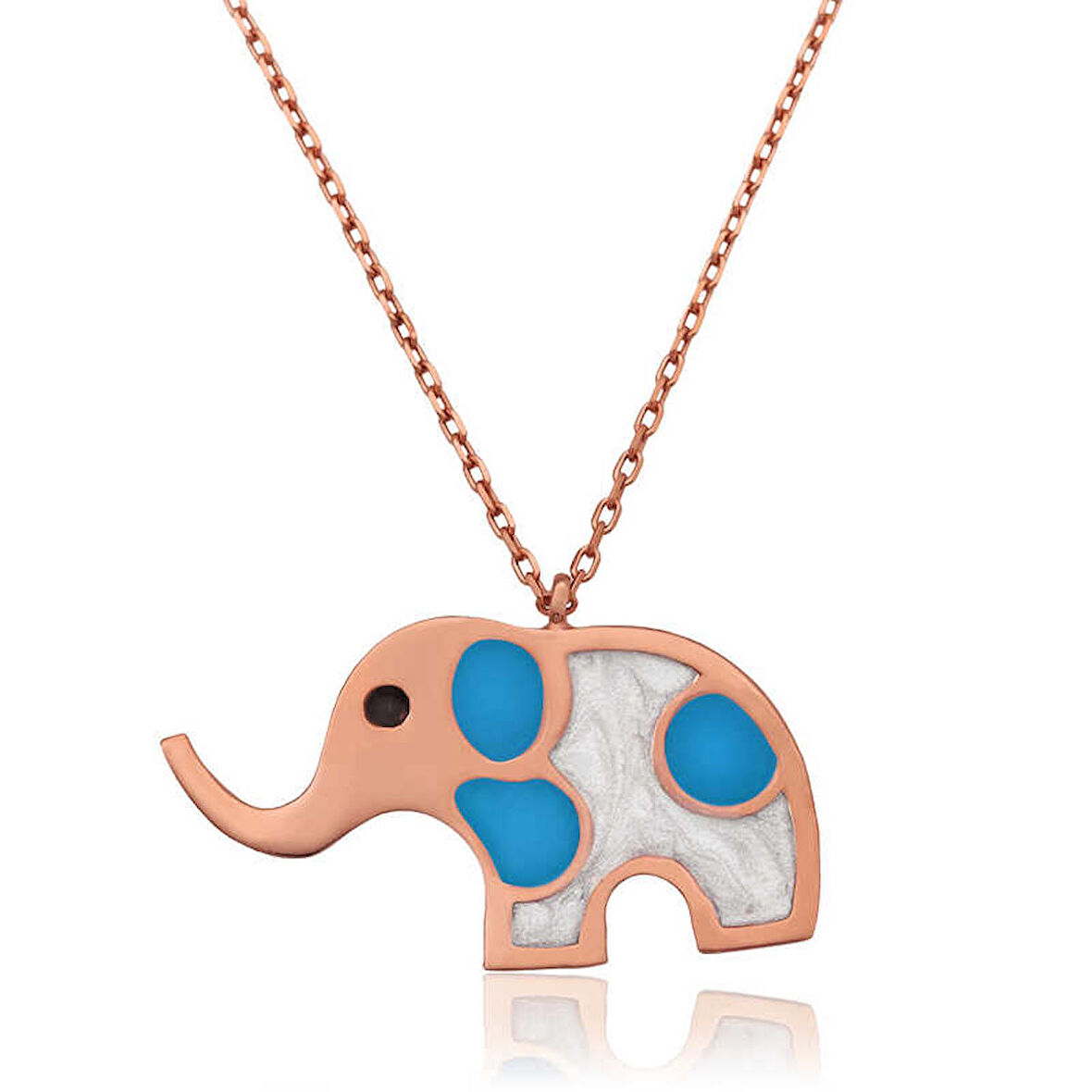 Lucky Life 925 Ayar Gumuss  Rose Fil Kadın Kolye