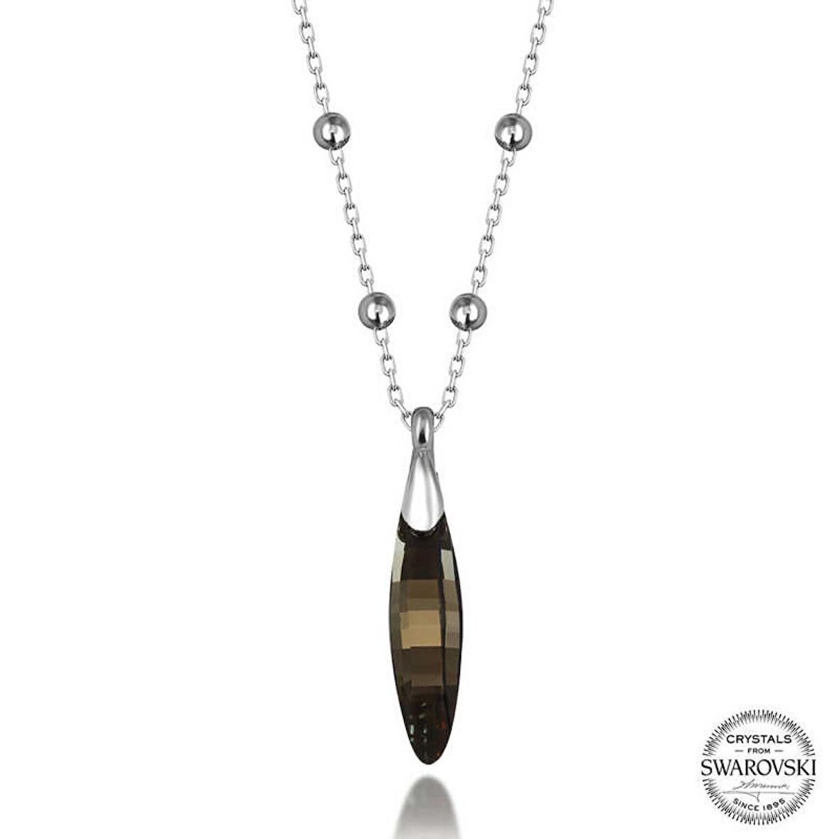 Swarovski Crystal Taşlı Top Zincir Çubuk Lucky Life 925 Ayar Gumuss  Kadın Kolye