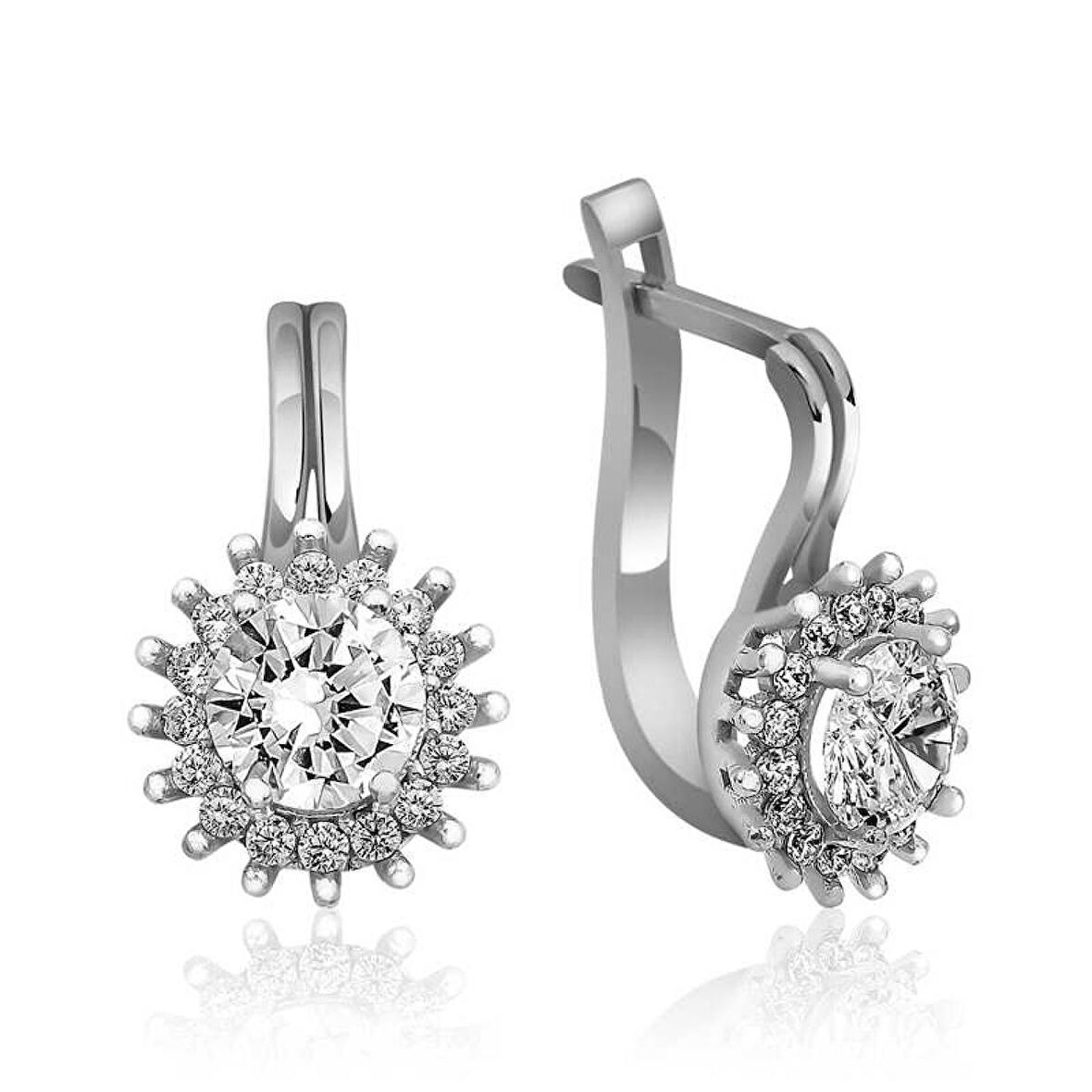 Lucky Life 925 Ayar Gumuss  Mengeçli Yuvarlak Kesim Küpe