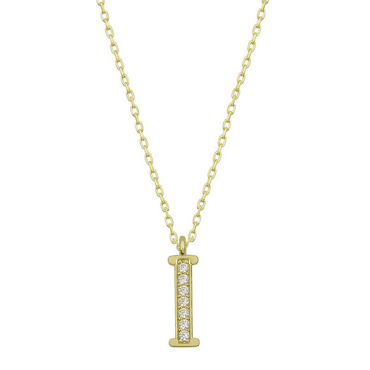 Lucky Life 925 Ayar Gumuss  Gold I Harfi Kadın Kolye