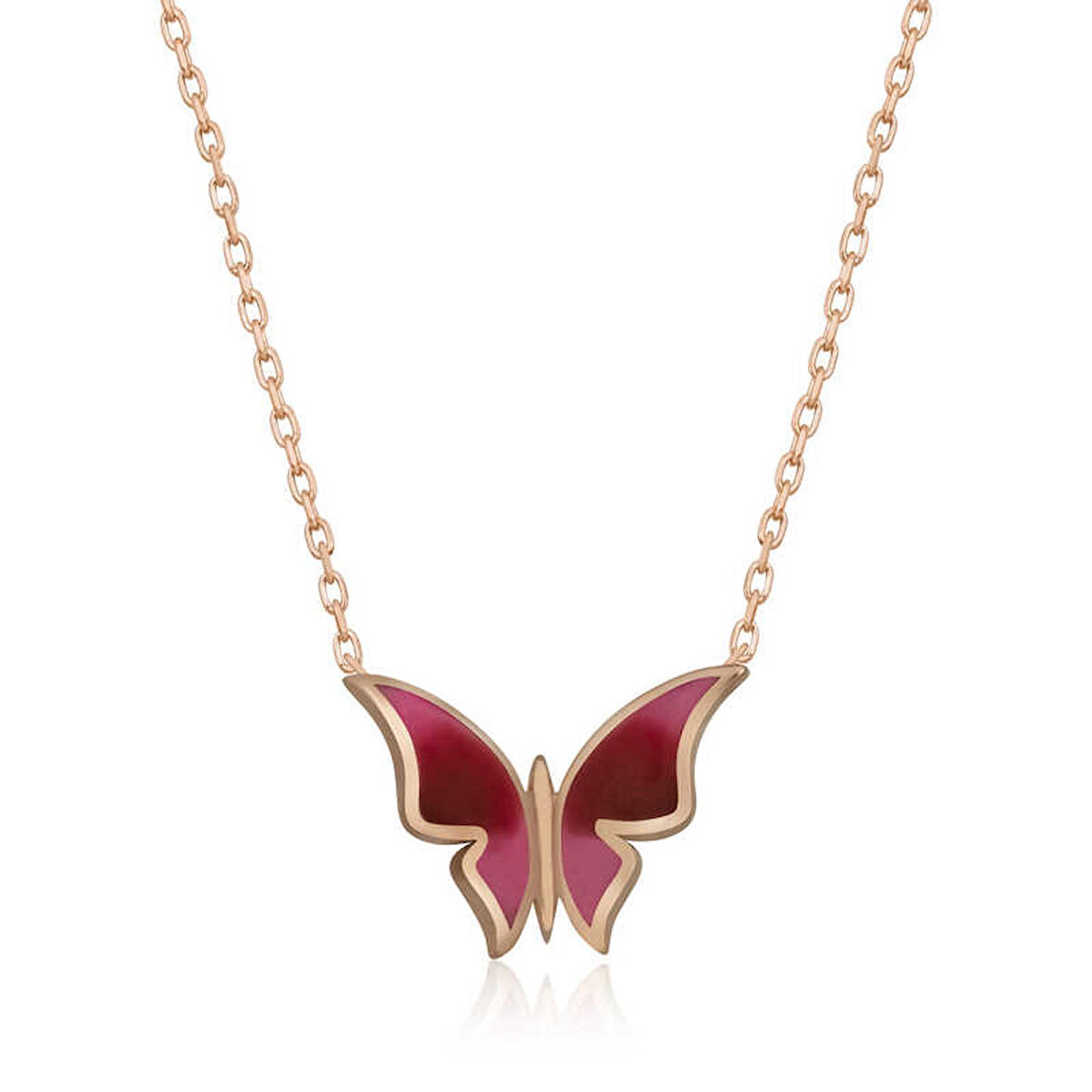 Lucky Life 925 Ayar Gumuss  Rose Minimal Kelebek Kadın Kolye
