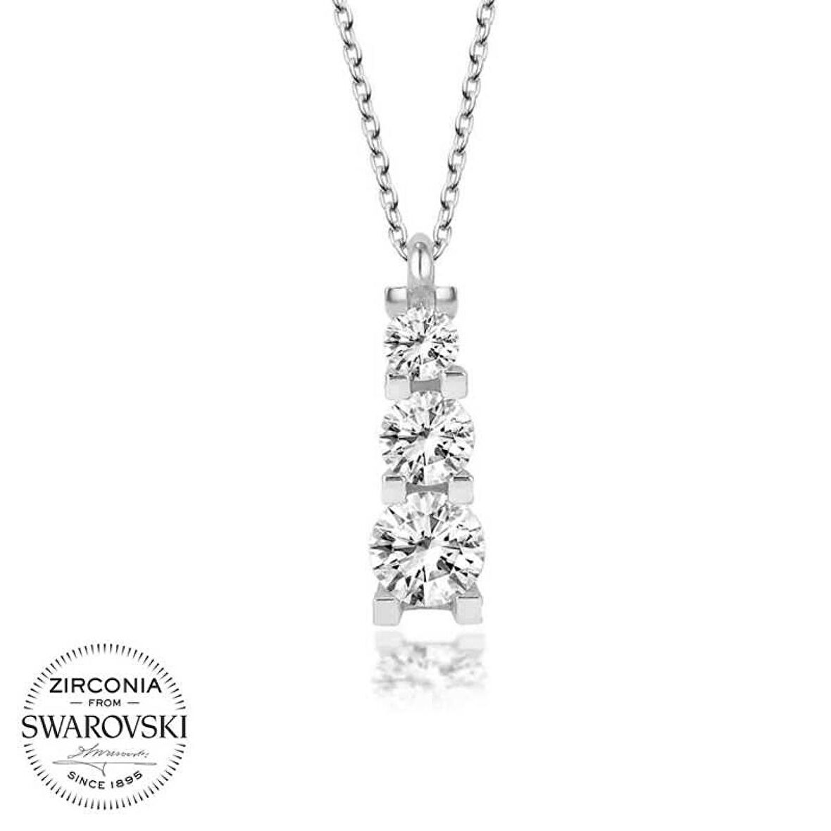 Swarovski Taşlı Lucky Life 925 Ayar Gumuss  Üçtaş Tektaş Bayan Kolye
