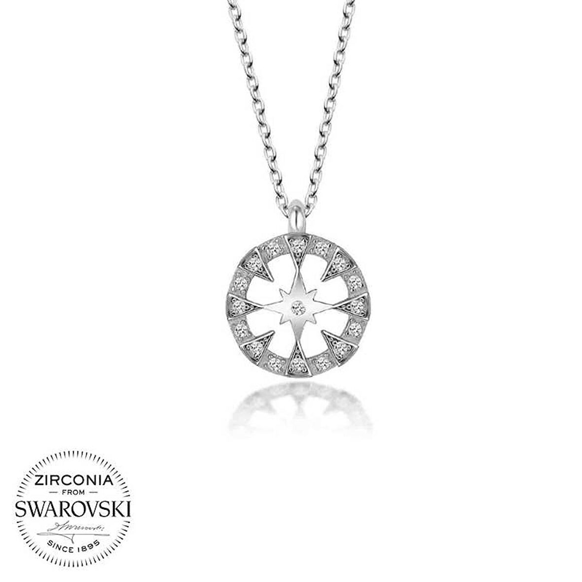 Swarovski Taşlı Lucky Life 925 Ayar Gumuss  Çember Kadın Kolye