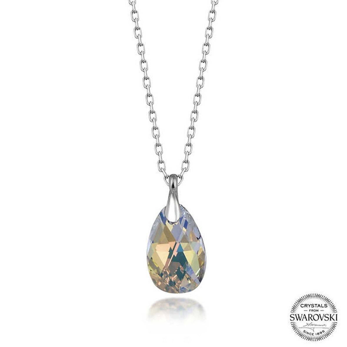 Swarovski Crystal Taşlı Damla Lucky Life 925 Ayar Gumuss  Kadın Kolye