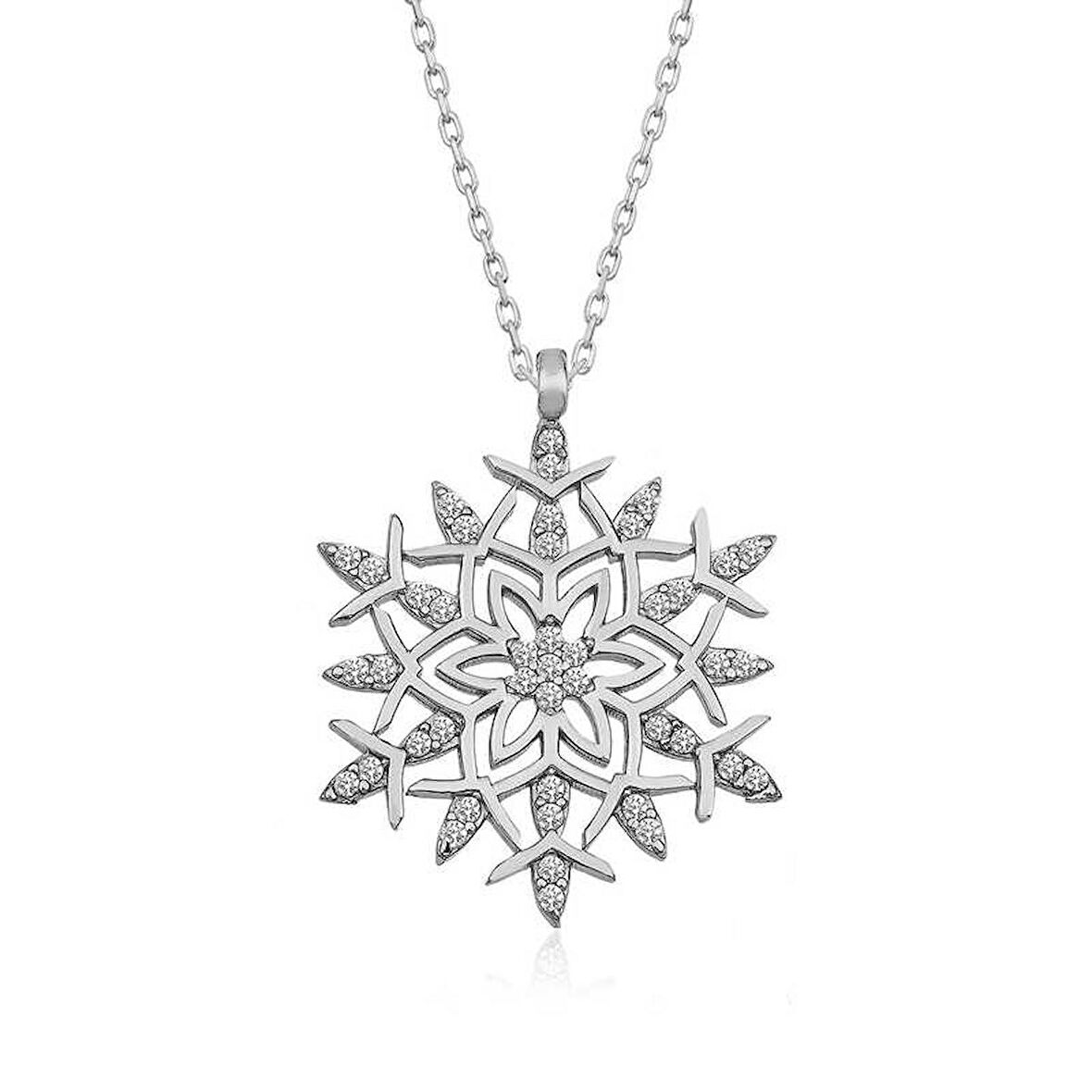 Lucky Life 925 Ayar Gumuss  Kar Tanesi Kolye